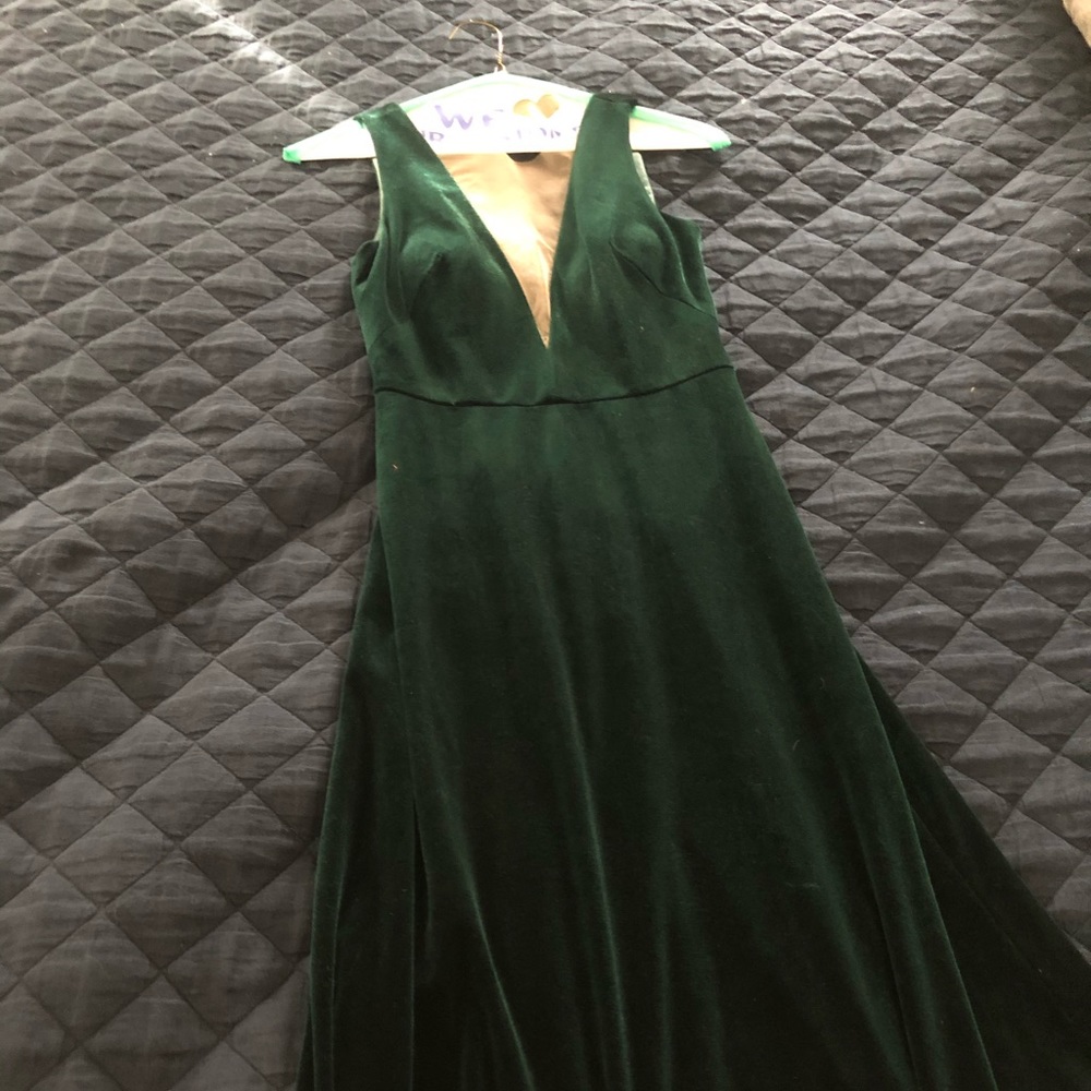 BHLDN velvet green long dress